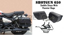 Fit For Royal Enfield Shotgun 650 Saddle Stay With Pannier Bags Pair Black Color - SPAREZO